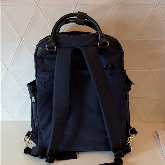 Lo & Sons Rowledge Nylon Backpack Deep Navy Gold Used Once, Excellent Condition - Picture 4 of 7